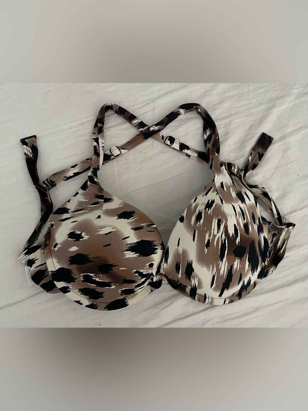 Skye Women’s Padded Bikini Top Brown Black Summer Beach Vacation Resortwear XL